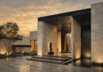 Sunset Villa Modern Architecture Wall Art Canvas Print