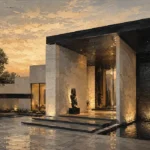 Sunset Villa Modern Architecture Wall Art Canvas Print