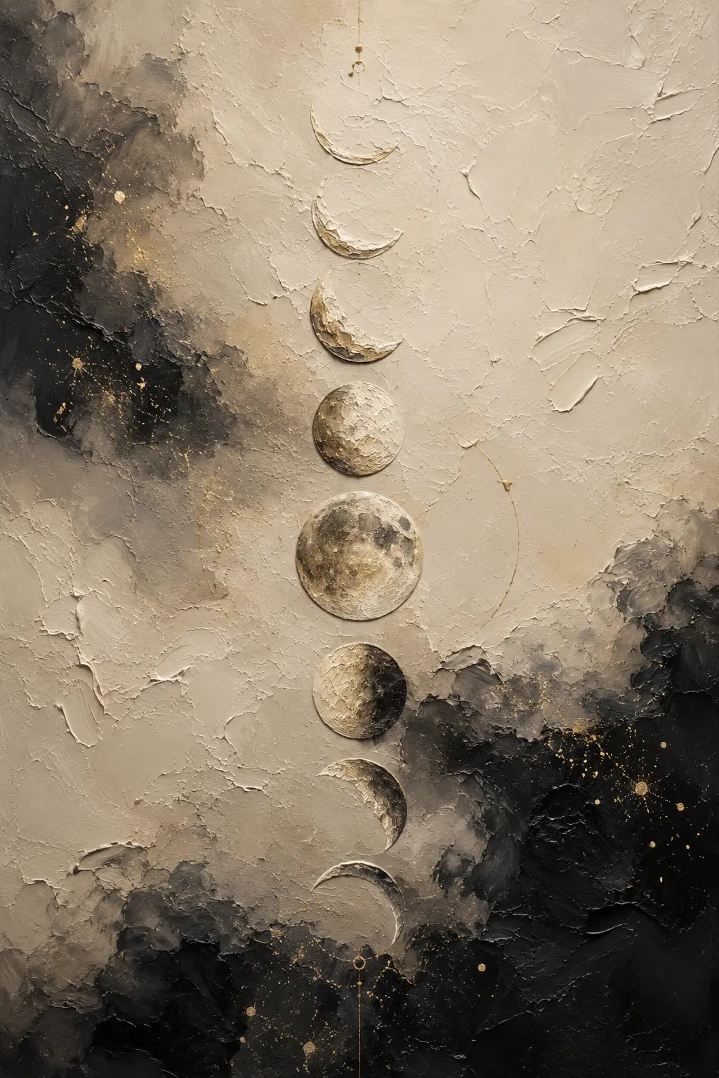 Textured Lunar Phases Moon Phase Wall Art Canvas Print