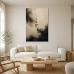 Textured Lunar Phases Moon Phase Wall Art Canvas Print styled in a refined neutral interior