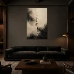 Textured Lunar Phases Moon Phase Wall Art Canvas Print shown in a warm modern interior