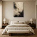 Textured Lunar Phases Moon Phase Wall Art Canvas Print showcased in an elegant minimalist interior