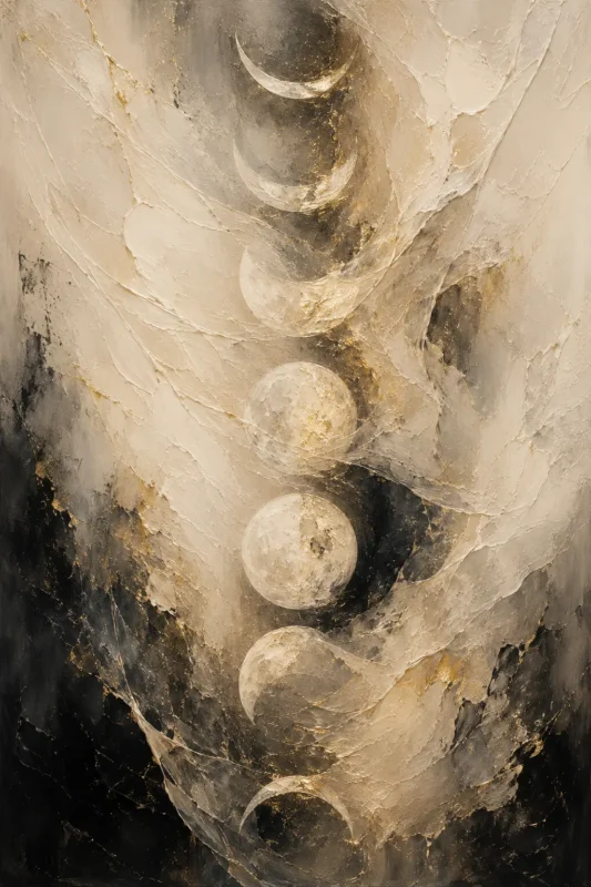 Ivory Veil Lunar Cycle Moon Phase Wall Art Canvas Print