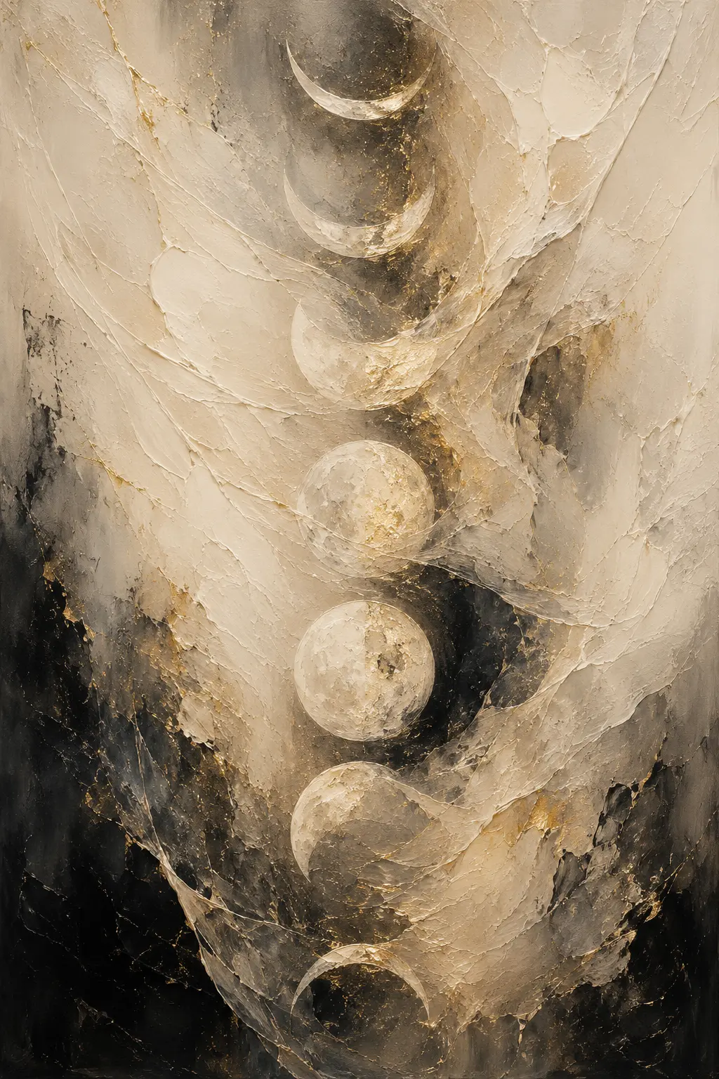 Ivory Veil Lunar Cycle Moon Phase Wall Art Canvas Print