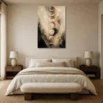 Ivory Veil Lunar Cycle Moon Phase Wall Art Canvas Print showcased in an elegant minimalist interior
