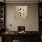 Ivory Lunar Orbit Moon Phase Wall Art Canvas Print displayed in a contemporary gallery-inspired room