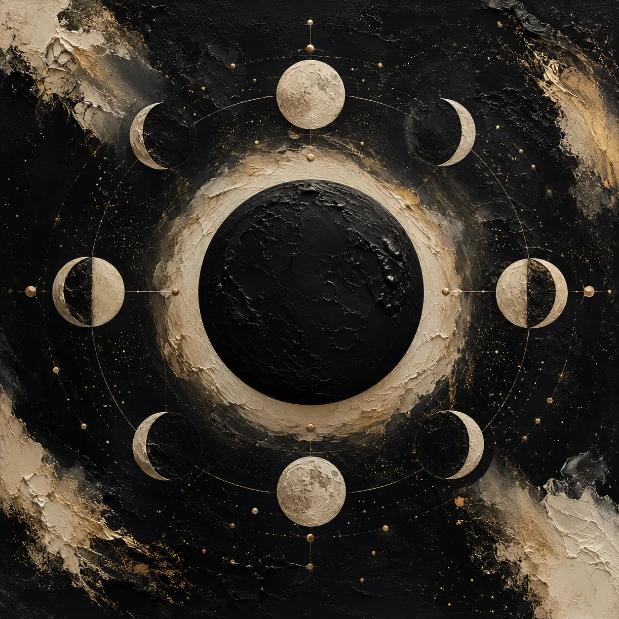 Black Lunar Eclipse Moon Phase Wall Art Canvas Print
