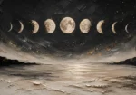 Coastal Lunar Horizon Moon Phase Wall Art Canvas Print
