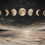 Coastal Lunar Horizon Moon Phase Wall Art Canvas Print