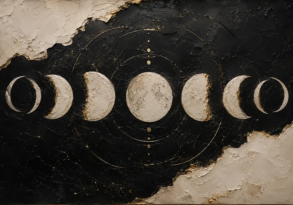 Horizontal Lunar Sequence Moon Phase Wall Art Canvas Print