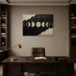 Horizontal Lunar Sequence Moon Phase Wall Art Canvas Print displayed in a contemporary gallery-inspired room