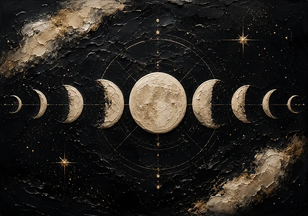 Noir Celestial Alignment Moon Phase Wall Art Canvas Print