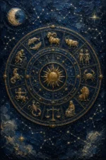 Celestial Zodiac Wheel Astrology Wall Art Canvas Print