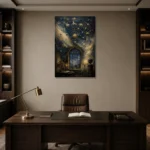 Celestial Observatory Zodiac Wall Art Canvas Print displayed in a contemporary gallery-inspired room