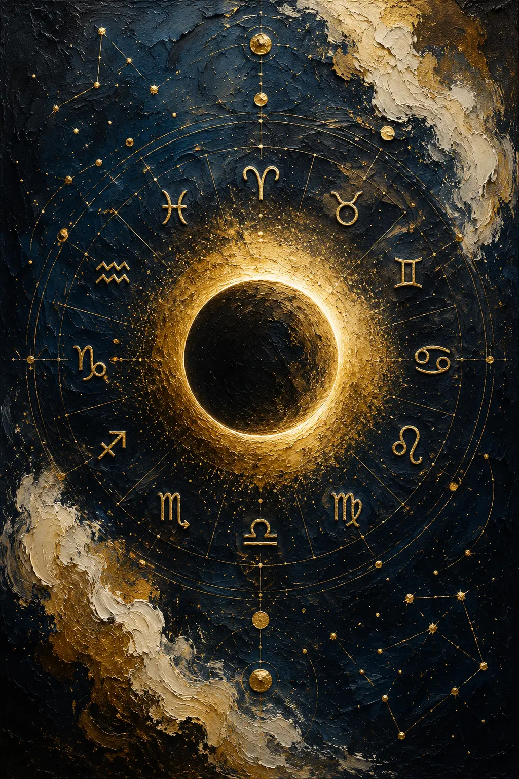Celestial Eclipse Zodiac Wall Art Canvas Print