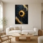 Celestial Eclipse Zodiac Wall Art Canvas Print styled in a refined neutral interior
