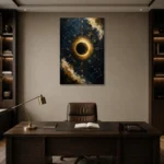 Celestial Eclipse Zodiac Wall Art Canvas Print displayed in a contemporary gallery-inspired room