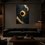 Celestial Eclipse Zodiac Wall Art Canvas Print shown in a warm modern interior