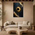 Celestial Eclipse Zodiac Wall Art Canvas Print presented in a sophisticated home setting
