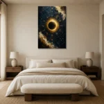 Celestial Eclipse Zodiac Wall Art Canvas Print showcased in an elegant minimalist interior