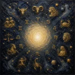 Golden Zodiac Constellation Zodiac Wall Art Canvas Print