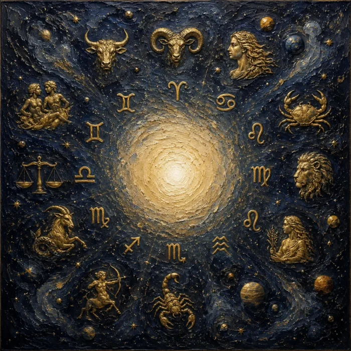 Golden Zodiac Constellation Zodiac Wall Art Canvas Print