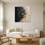 Ivory Lunar Dial Zodiac Wall Art Canvas Print styled in a refined neutral interior
