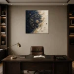 Ivory Lunar Dial Zodiac Wall Art Canvas Print displayed in a contemporary gallery-inspired room