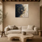 Ivory Lunar Dial Zodiac Wall Art Canvas Print presented in a sophisticated home setting