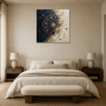 Ivory Lunar Dial Zodiac Wall Art Canvas Print showcased in an elegant minimalist interior