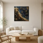 Celestial Medallion Map Zodiac Wall Art Canvas Print styled in a refined neutral interior