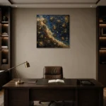Celestial Medallion Map Zodiac Wall Art Canvas Print displayed in a contemporary gallery-inspired room