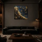Celestial Medallion Map Zodiac Wall Art Canvas Print shown in a warm modern interior