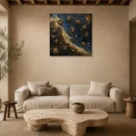 Celestial Medallion Map Zodiac Wall Art Canvas Print presented in a sophisticated home setting