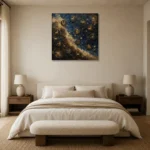 Celestial Medallion Map Zodiac Wall Art Canvas Print showcased in an elegant minimalist interior