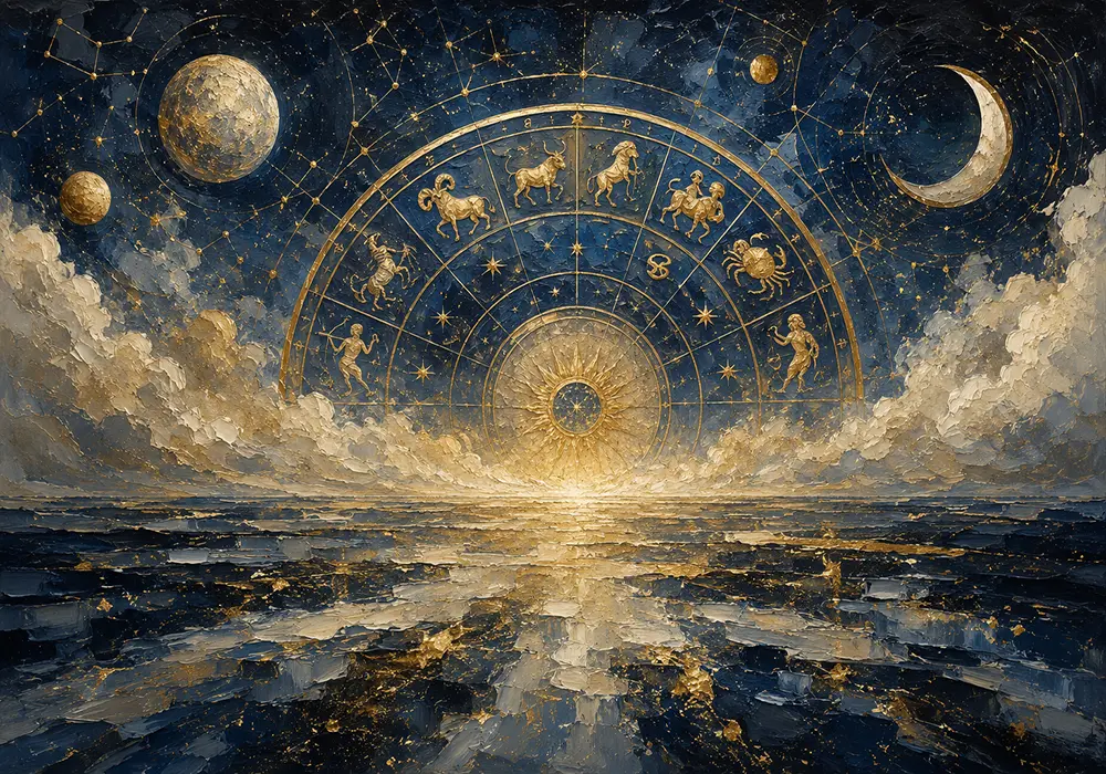 Celestial Horizon Zodiac Wall Art Canvas Print