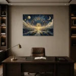 Celestial Horizon Zodiac Wall Art Canvas Print displayed in a contemporary gallery-inspired room