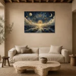 Celestial Horizon Zodiac Wall Art Canvas Print presented in a sophisticated home setting