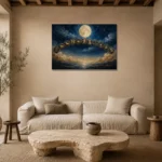 Moonlit Zodiac Arc Zodiac Wall Art Canvas Print presented in a sophisticated home setting