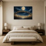 Moonlit Zodiac Arc Zodiac Wall Art Canvas Print showcased in an elegant minimalist interior