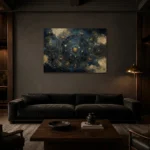 Orbital Star Map Zodiac Wall Art Canvas Print shown in a warm modern interior