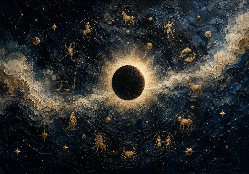 Solar Eclipse Zodiac Wall Art Canvas Print