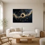 Solar Eclipse Zodiac Wall Art Canvas Print styled in a refined neutral interior