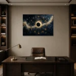 Solar Eclipse Zodiac Wall Art Canvas Print displayed in a contemporary gallery-inspired room