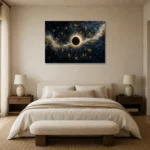 Solar Eclipse Zodiac Wall Art Canvas Print showcased in an elegant minimalist interior