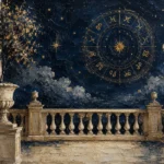 Moonlit Terrace Zodiac Wall Art Canvas Print