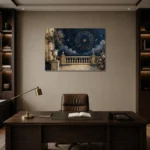 Moonlit Terrace Zodiac Wall Art Canvas Print displayed in a contemporary gallery-inspired room