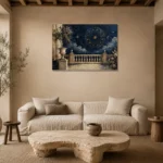 Moonlit Terrace Zodiac Wall Art Canvas Print presented in a sophisticated home setting