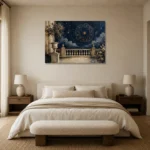 Moonlit Terrace Zodiac Wall Art Canvas Print showcased in an elegant minimalist interior
