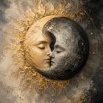 Celestial Eclipse Sun and Moon Wall Art Canvas Print